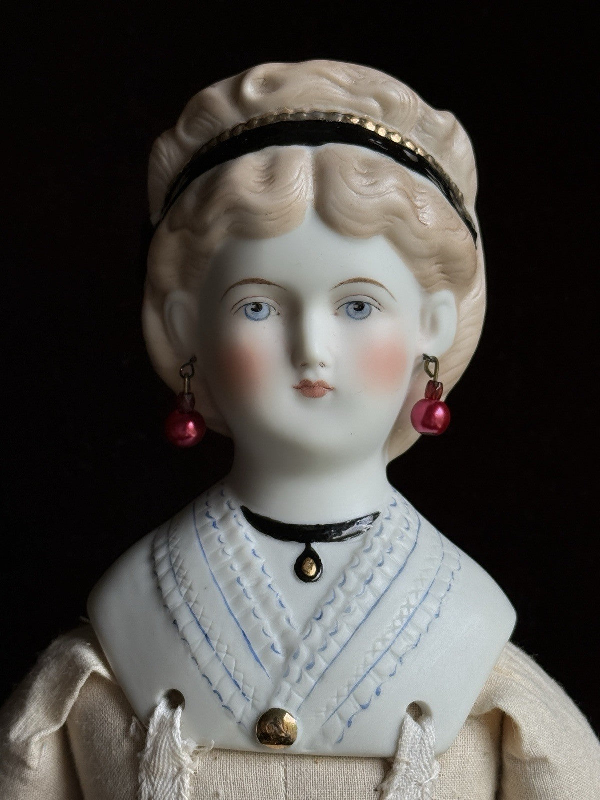 Vintage ‘47 Porcelain 15.5” Emma Clear Parian China Fashion Doll Pierced Ears