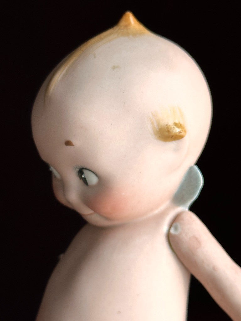 Antique German 6" Rose O’Neill All-Bisque Kewpie Doll Blue Wings