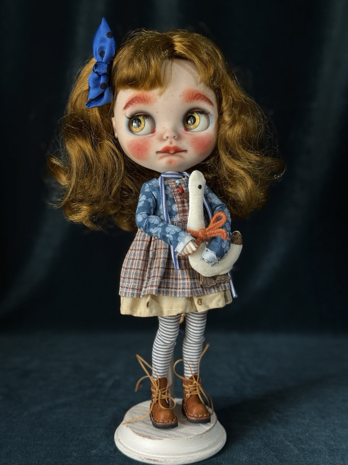 OOAK Custom Blythe 11” Artist BJD Doll With Goose Toy