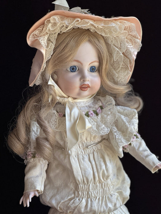 Vintage All Porcelain 19” Reproduction of Antique French Bru Circle Dot Doll