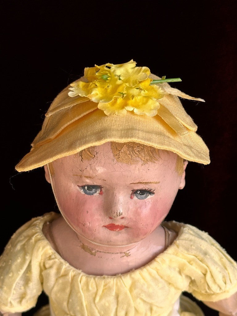Tiny Antique American Martha Chase 12" Oil Painted Cloth Baby Doll