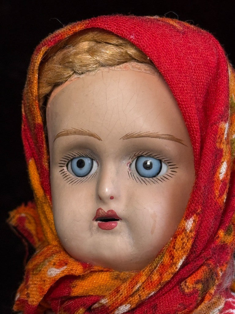 Antique USSR Russian Dunaev Factory Terracotta 11” All Original Girl Doll