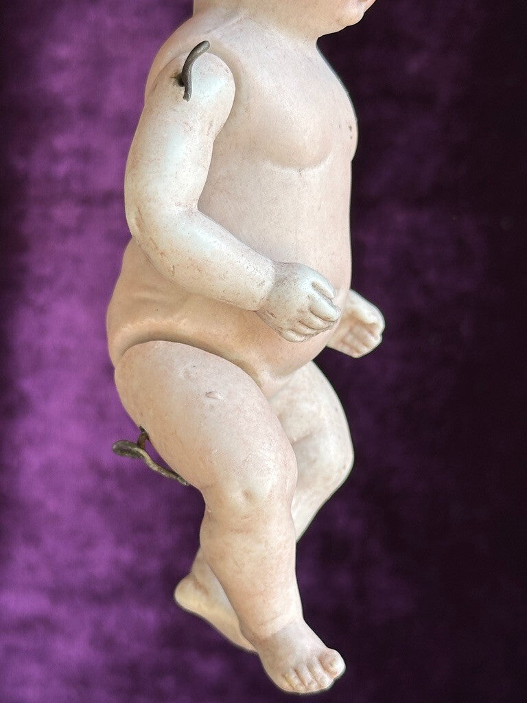 Antique German 5.25” All Bisque Miniature Baby Doll