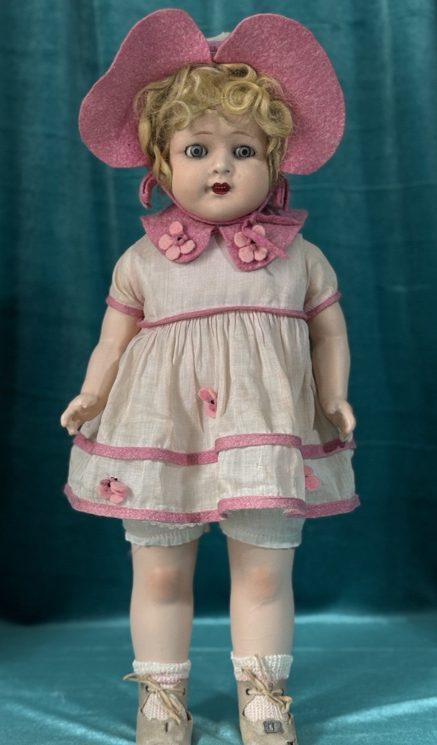 Unidentified German (?) Antique  Composition 19” Doll Sleepy Eyes
