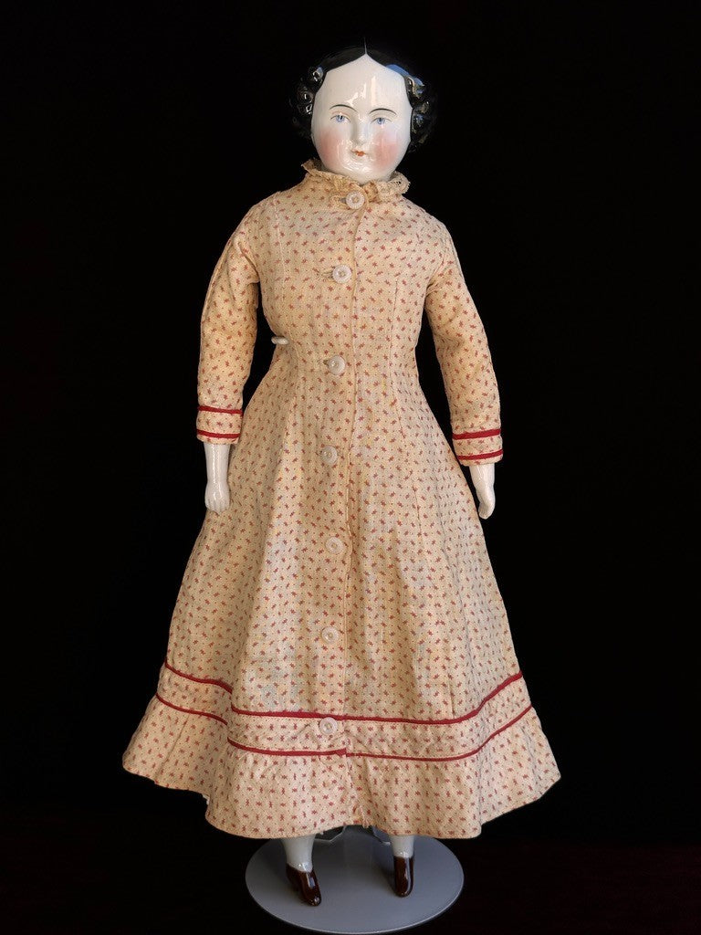 Antique German 16.5” Flat Top Highbrow China Shoulder Head Doll