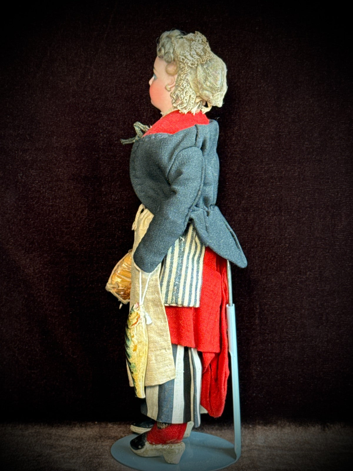 Rare Antique French 9.5" Fashion Fisherwoman Bisque Head Doll