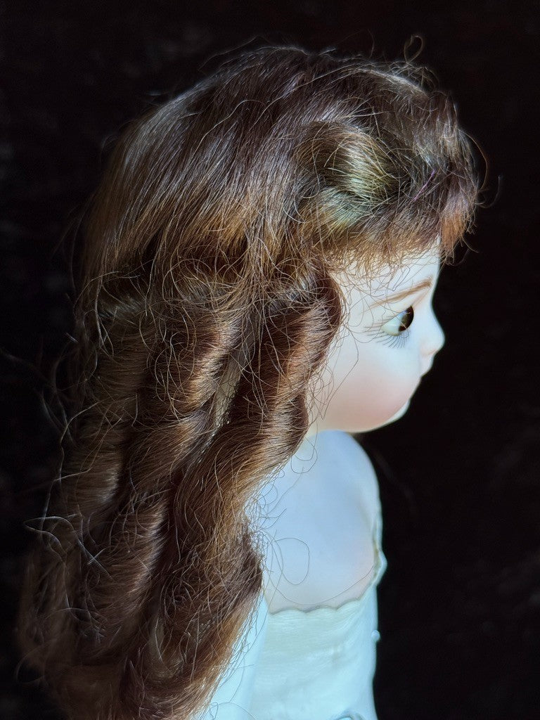 Vintage 15” Repro of Antique French Bru Jne Porcelain Leather Doll by Calli Lou