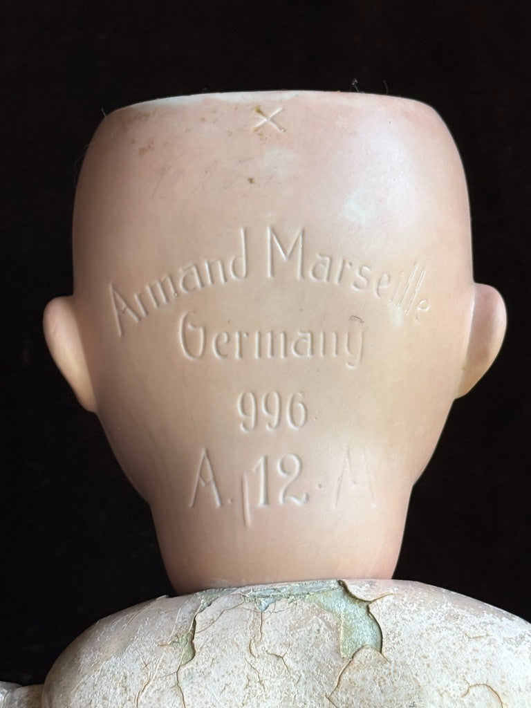 Antique German 25” Armand Marseille 996 Bisque Socket Head Toddler Doll