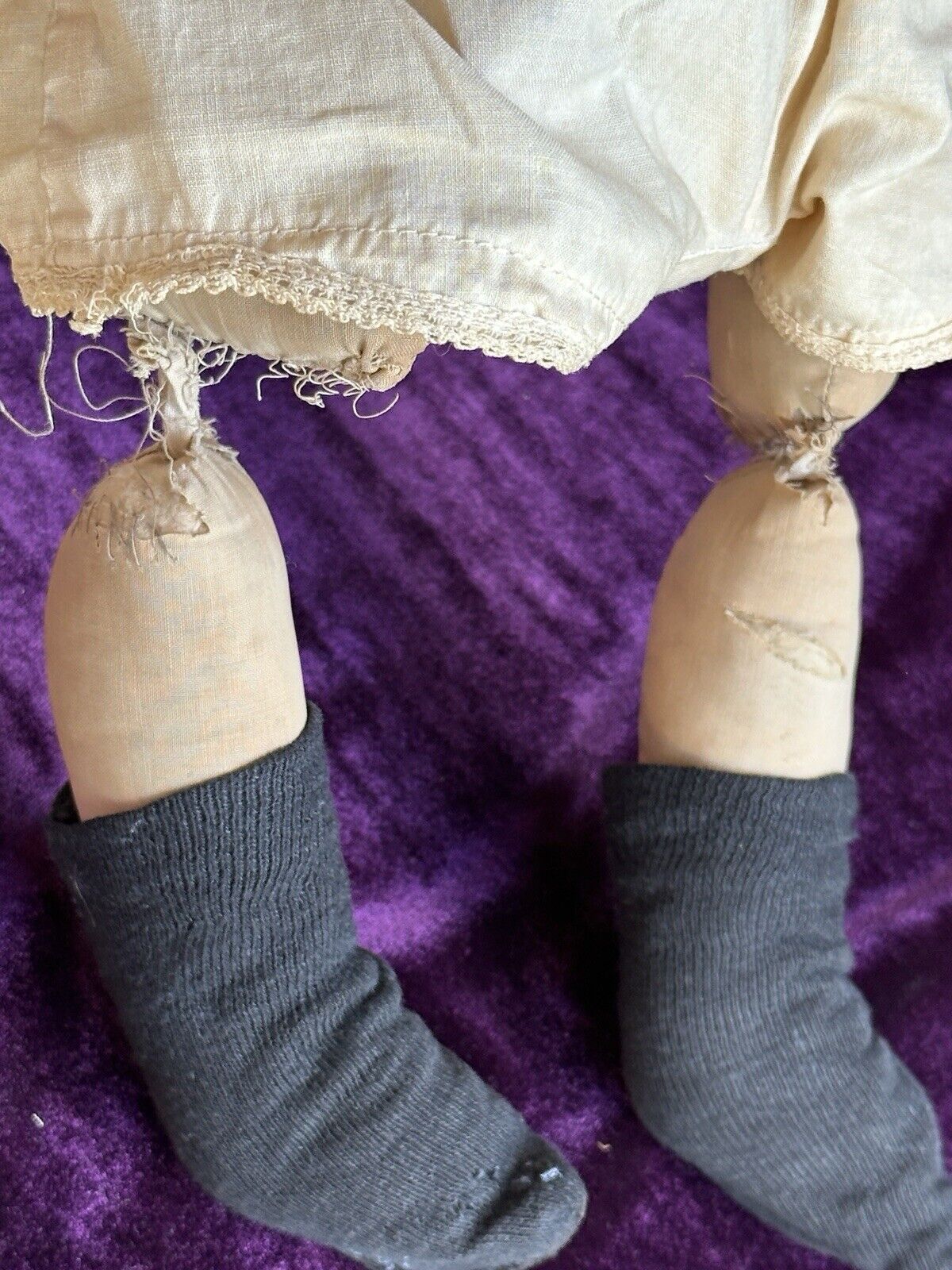 Early American Victorian 18” Presbyterian (?) All Cloth Rag Oil Painted Doll