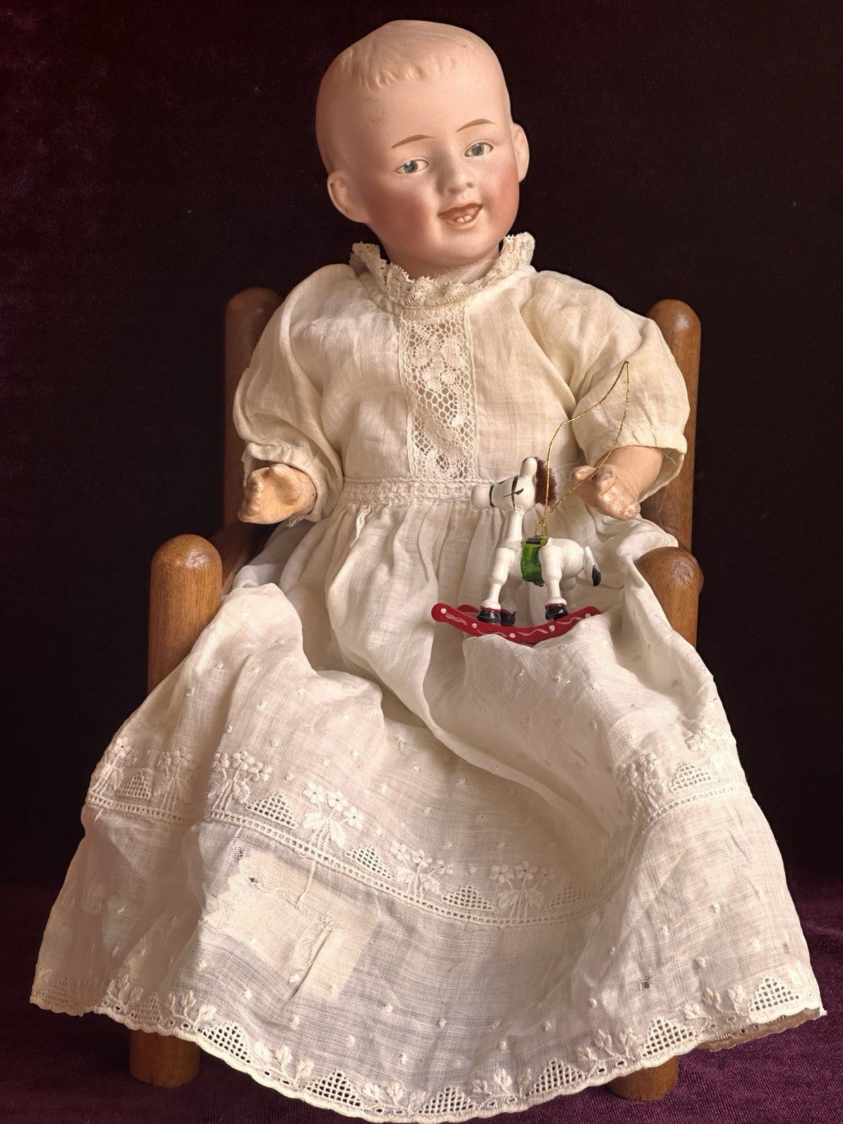 Antique German 11” Gebruder Heubach 7647 Bisque Shoulder Head Character Boy Doll
