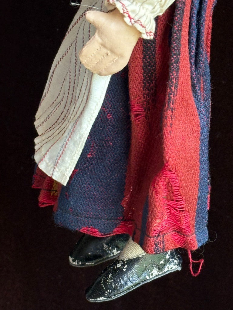 Unidentified Vintage 11.5" Oil Painted Cloth Character Doll