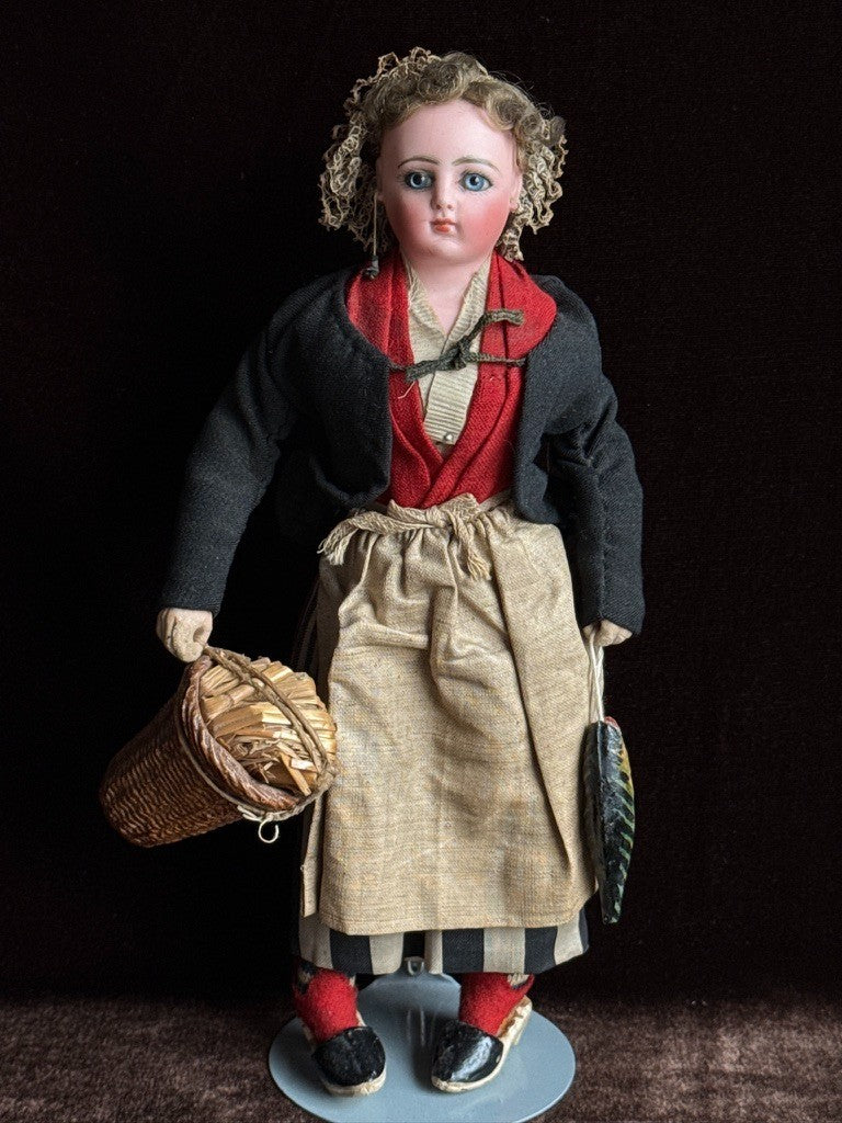 Rare Antique French 9.5" Fashion Fisherwoman Bisque Head Doll