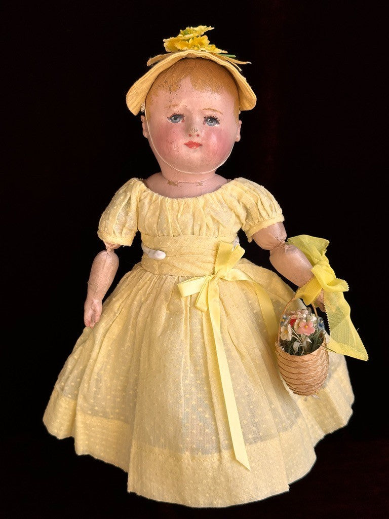Tiny Antique American Martha Chase 12" Oil Painted Cloth Baby Doll