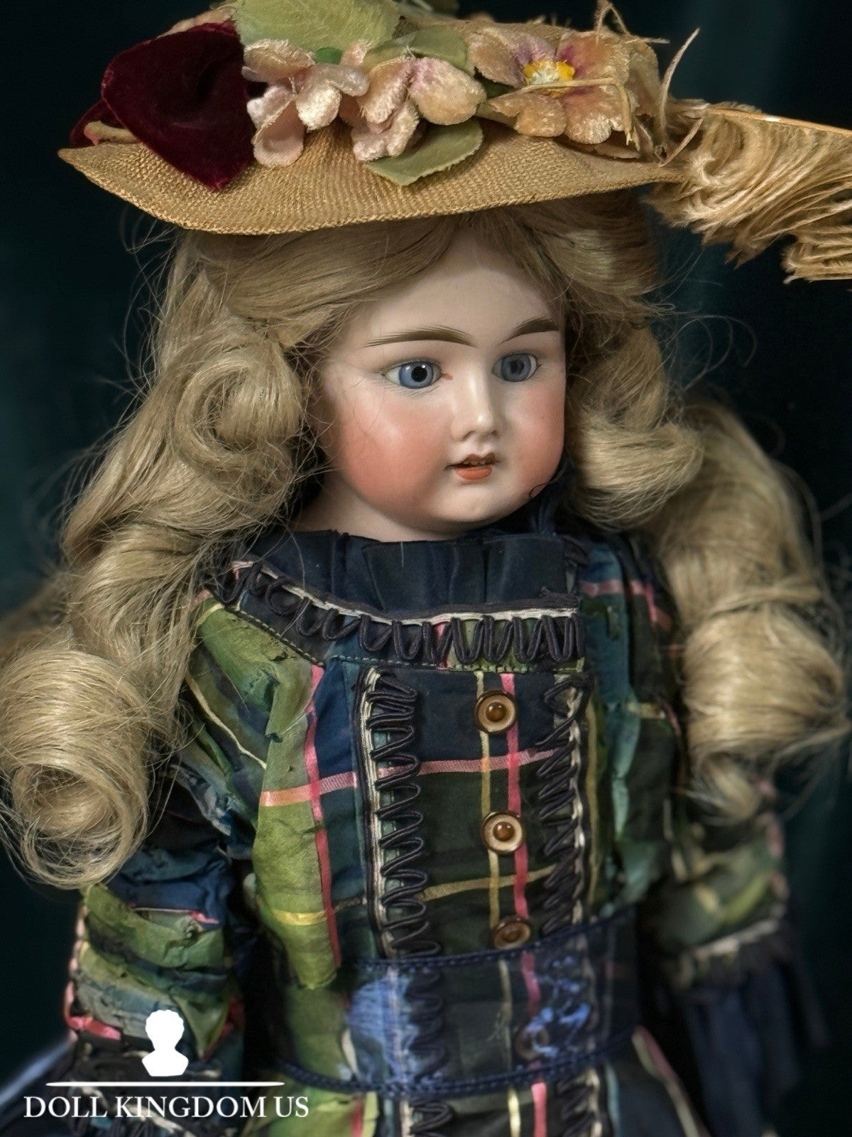 Unidentified Mold 21 7 Dep Antique German 20” Doll Bisque Head Leather Kid Body