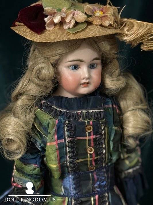 Unidentified Mold 21 7 Dep Antique German 20” Doll Bisque Head Leather Kid Body