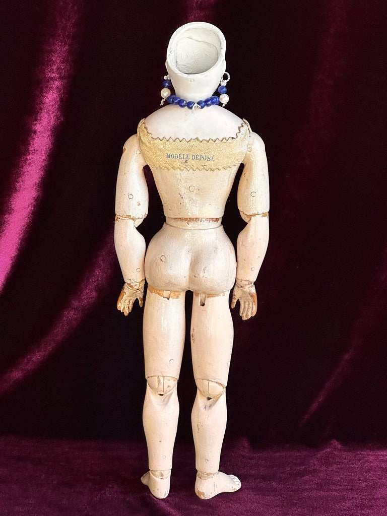 Antique French 14" Leon Casimir Bru Fashion Bisque Doll Wooden Articulated Body