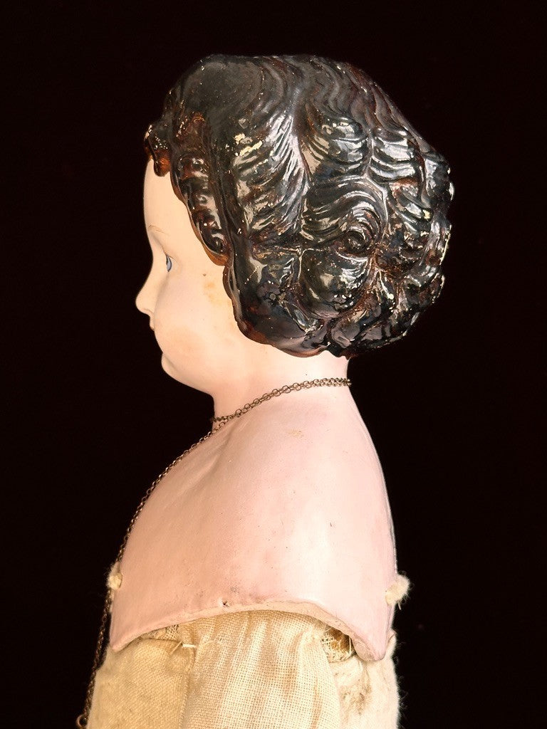 Antique German 26” Dressel Marked Holz-Masse Papier Mache Head Cloth Body Doll