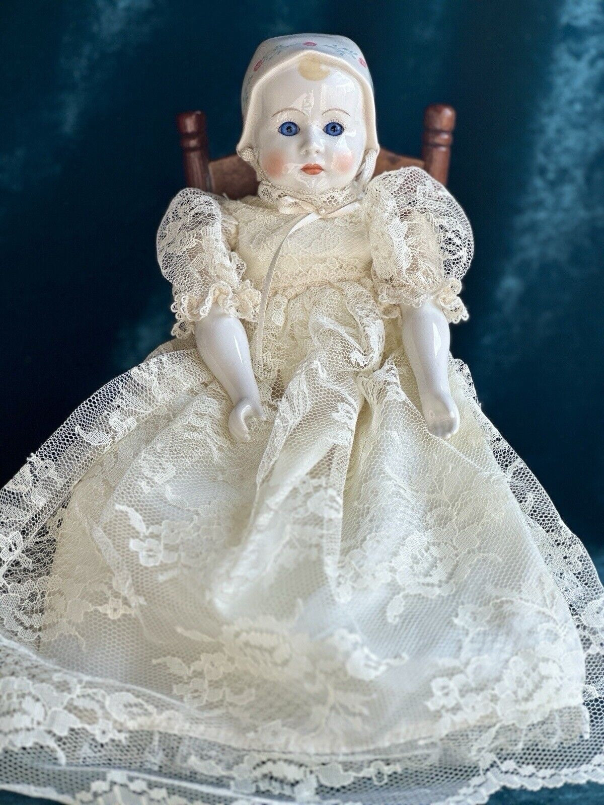 Rare 12.5” Vintage 1948 Emma Clear Signed Stuart Baby China Doll Glass Eyes