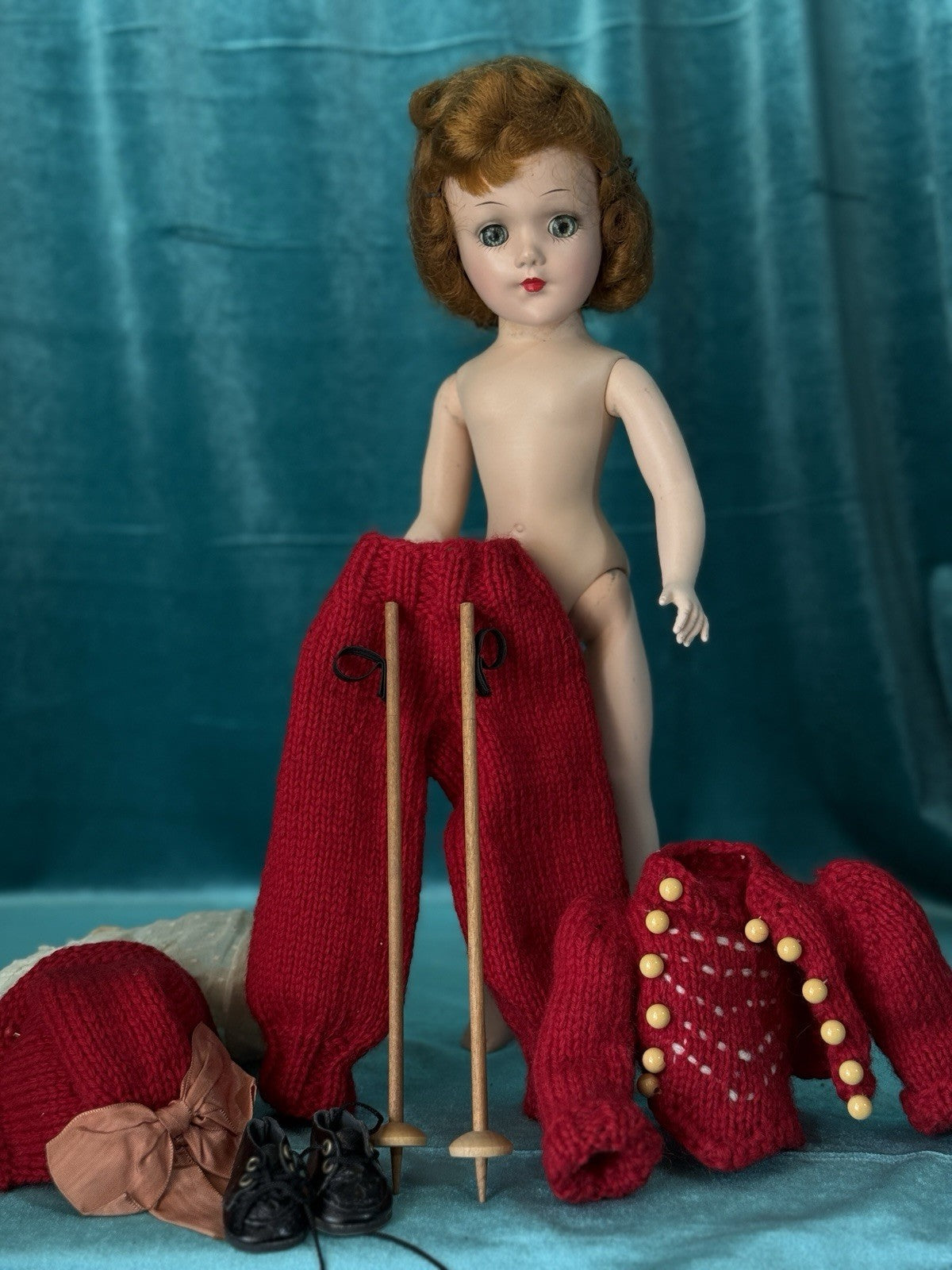 Vintage 14" Mary Hoyer Plastic Doll Skiing Vintage Outfit