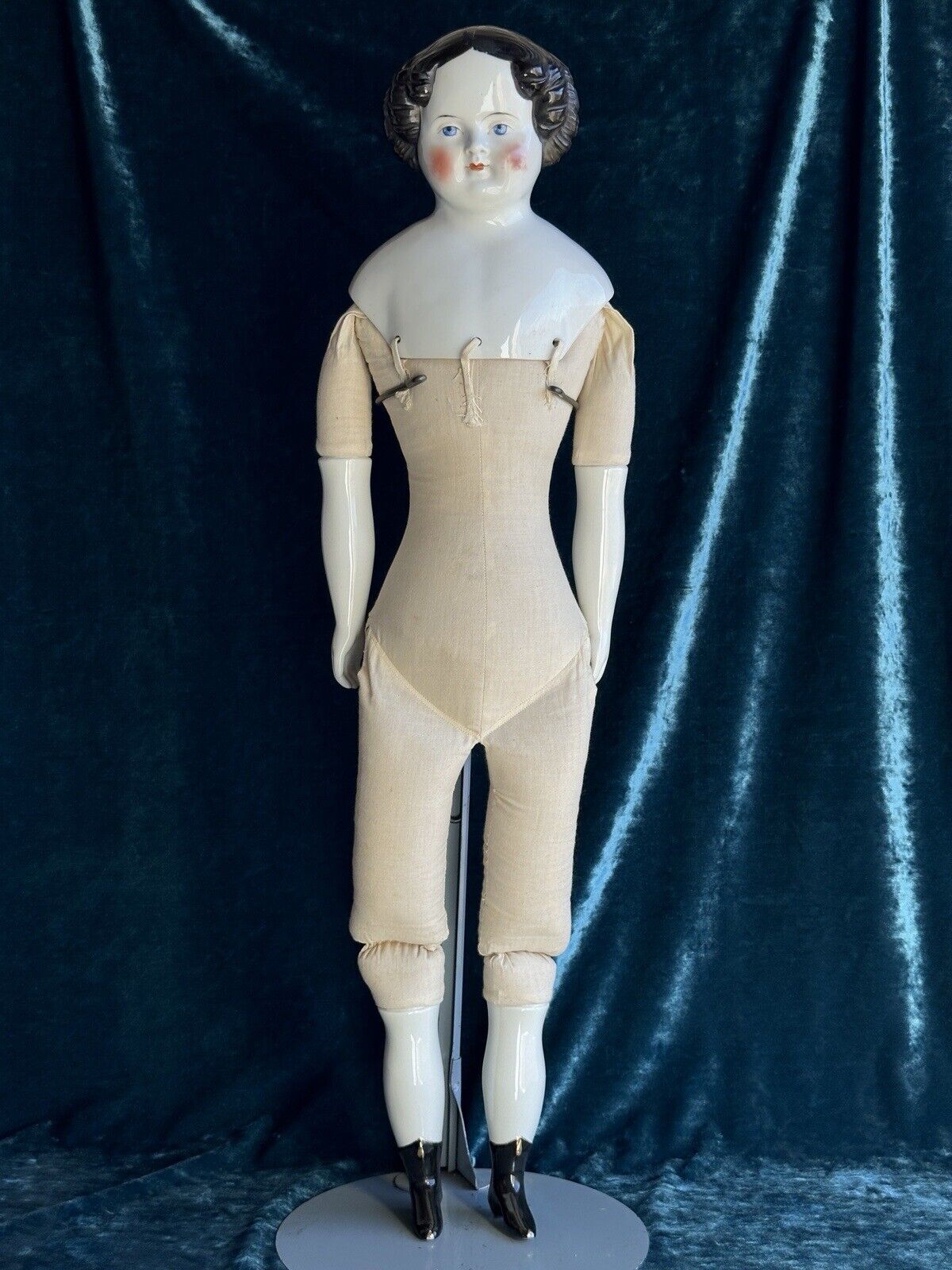 Large 31” Antique German Flat Top Highbrow China Shoulder Head Fashion Doll