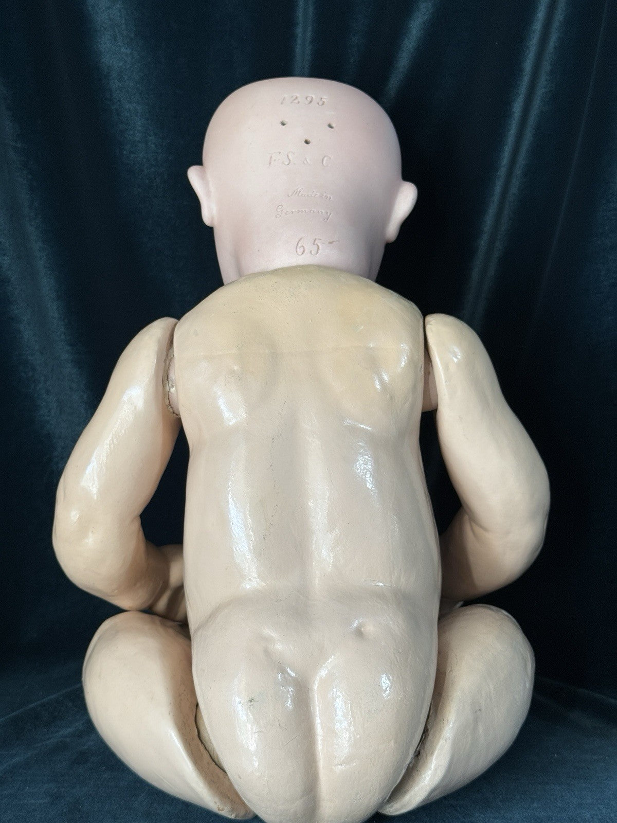 Huge 28” Antique German Franz Schmidt Mold 1295 Baby Boy Doll Porcelain Head