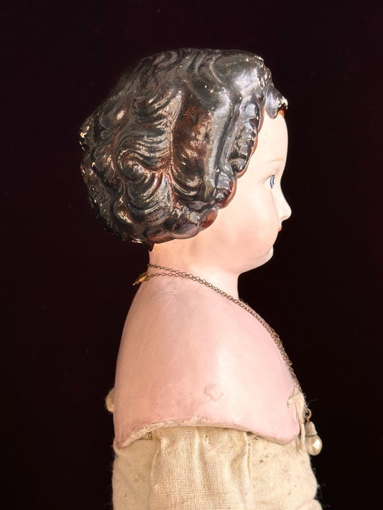 Antique German 26” Dressel Marked Holz-Masse Papier Mache Head Cloth Body Doll