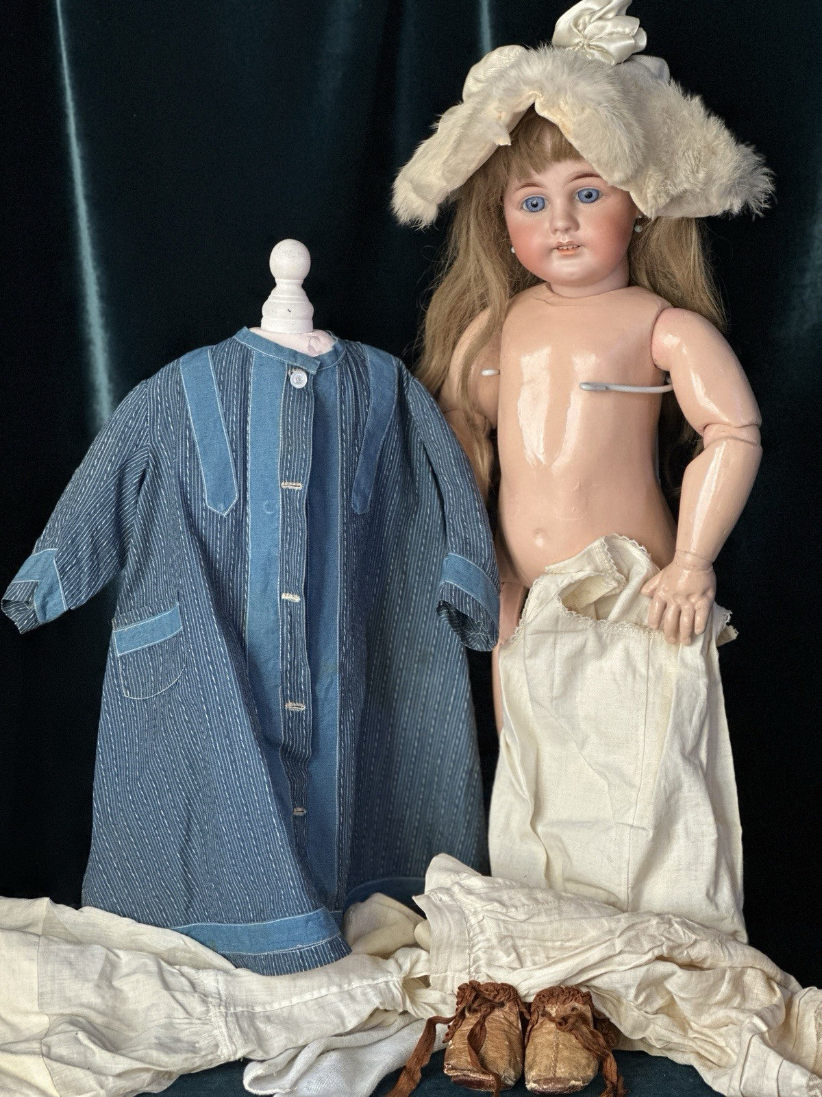 Antique German 23” Gebruder Kuhnlenz 44.31 DEP Bisque Head Doll