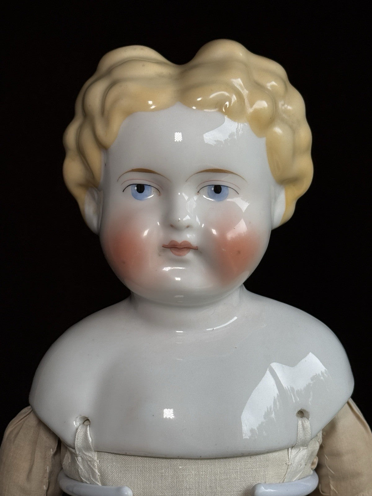 Antique German 21” Highbrow Blonde China Doll