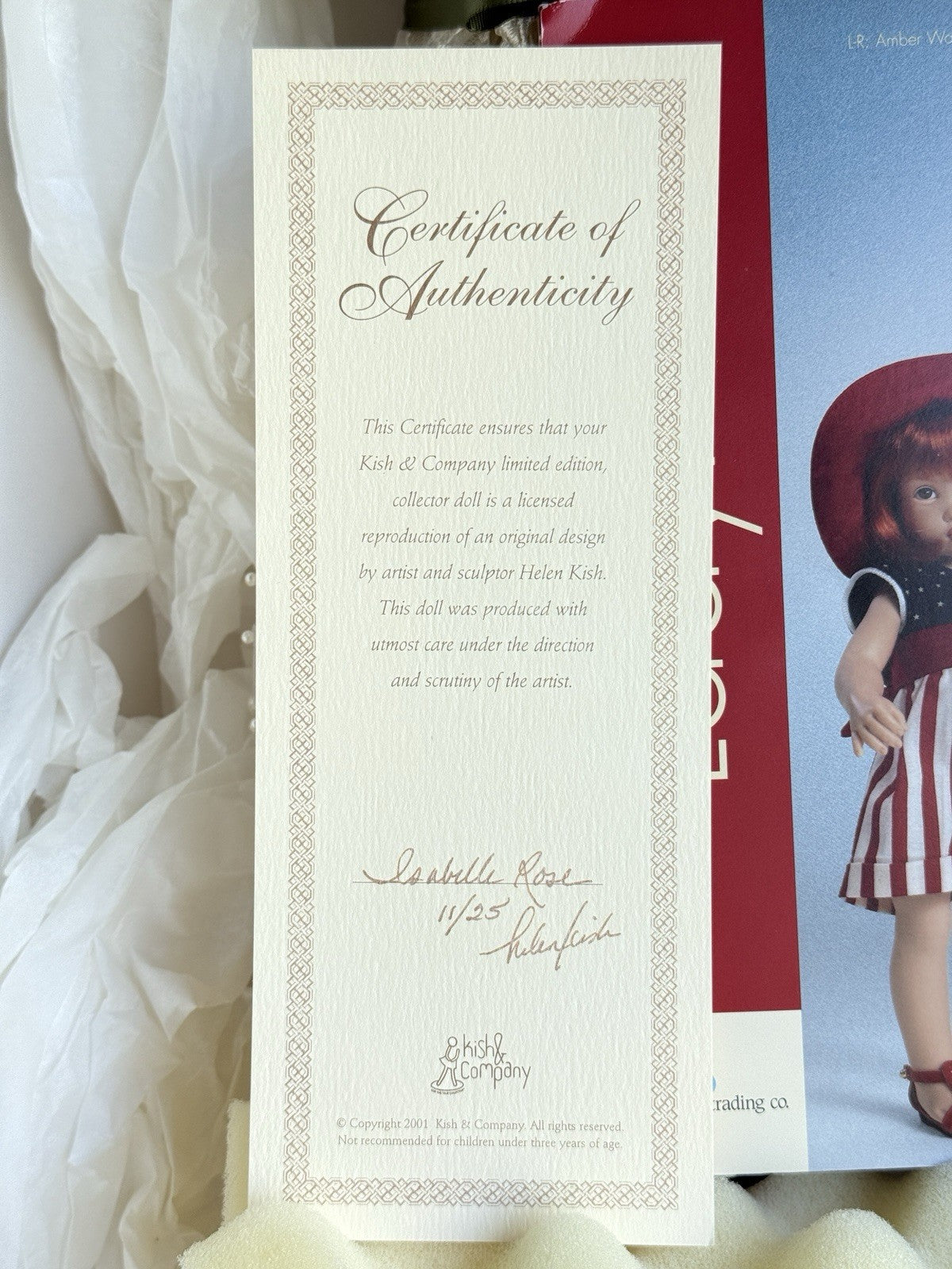 Rare Large 28” Collectible Kish Isabelle Rose Bride Vinyl Doll New in Box LE 25