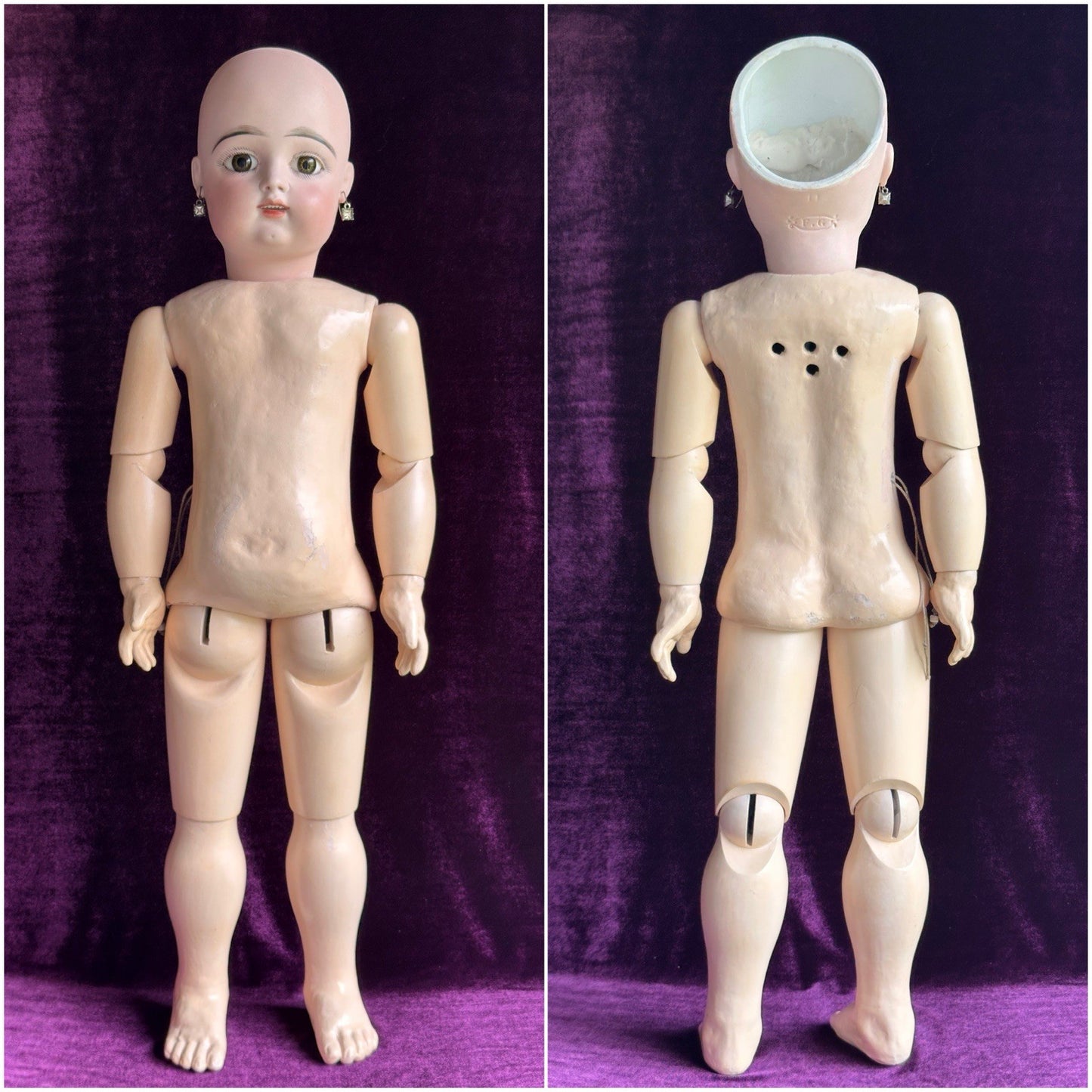 Large Antique French 29” Francis Gaultier Scroll Mark Bisque Head Bebe Doll