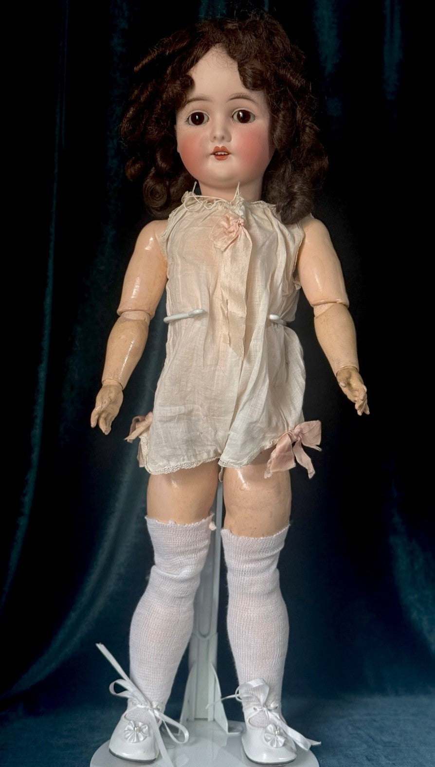 Antique German Queen Louise Doll Bisque Head Composition Body 24” Doll