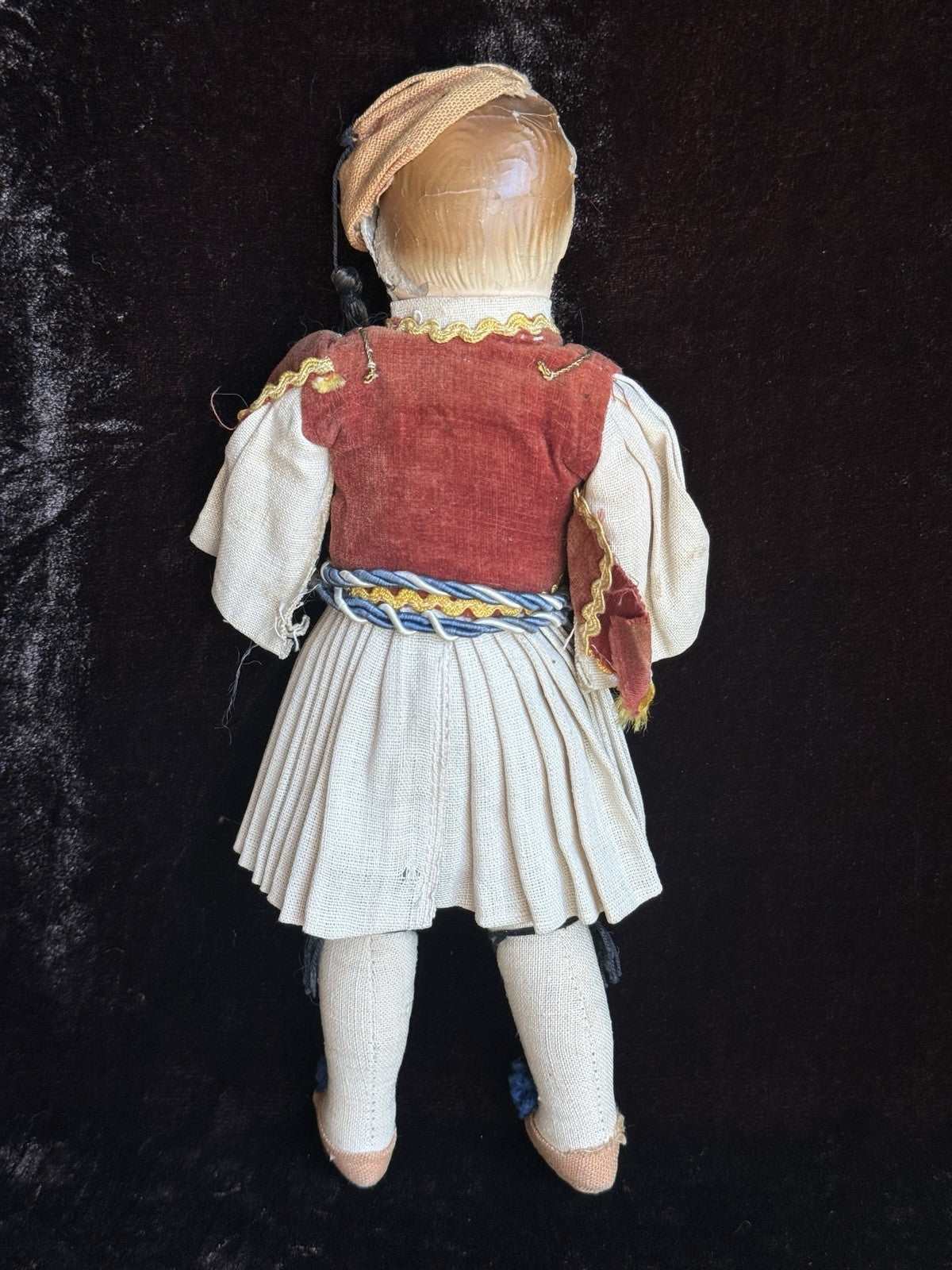 Lot of 2 Antique Composition Cloth Doll In Traditional Greek Costumes