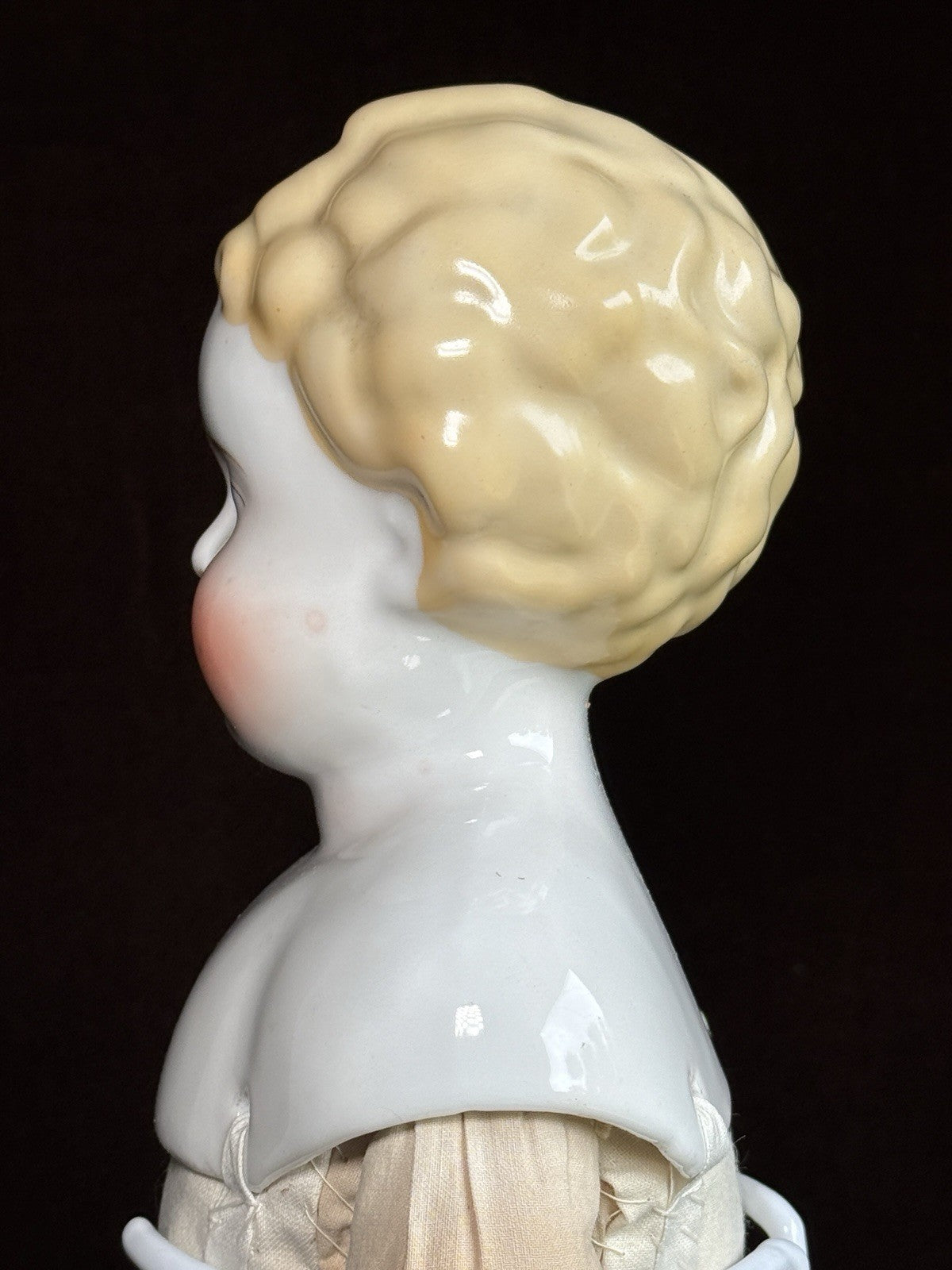 Antique German 21” Highbrow Blonde China Doll
