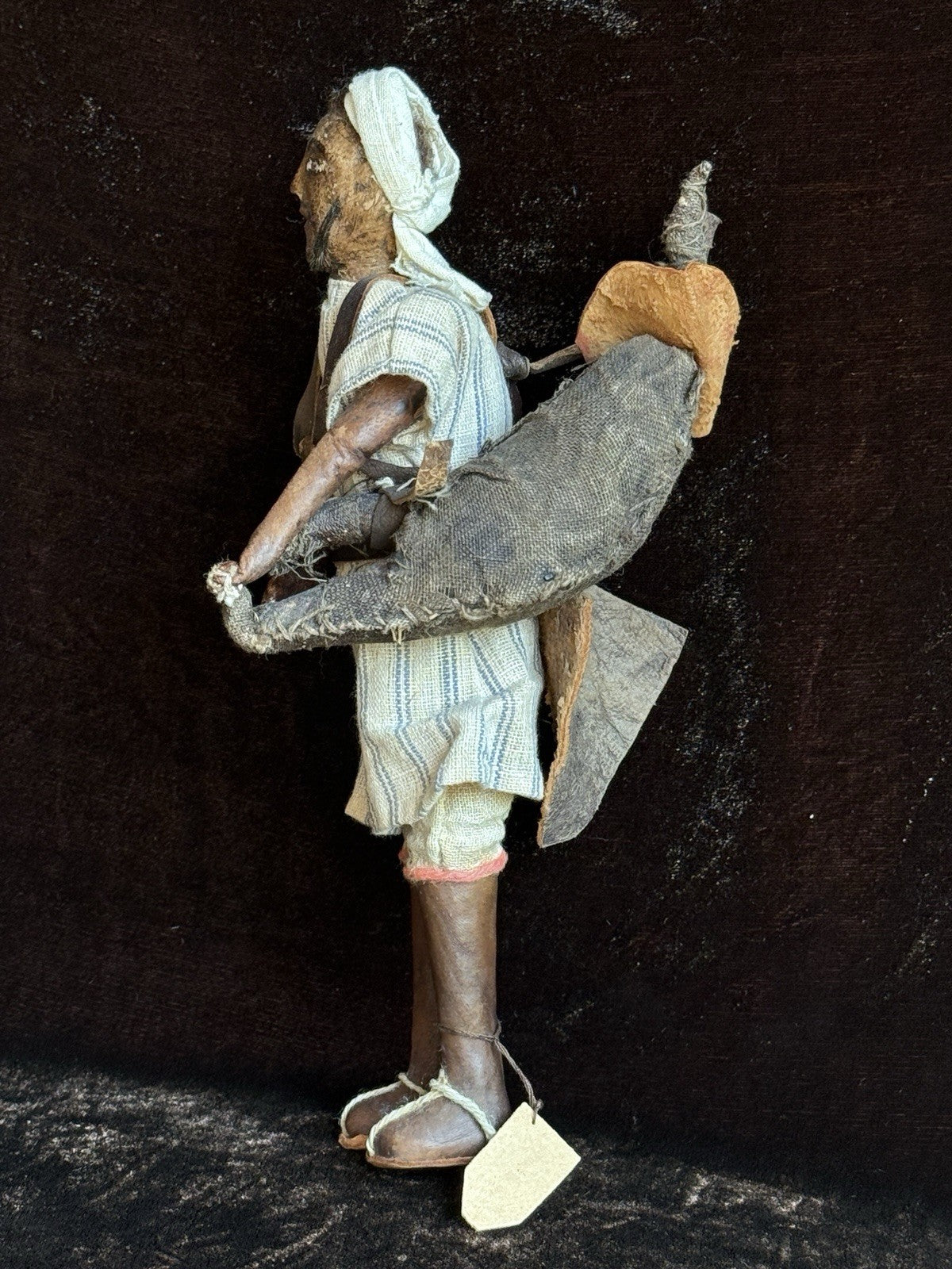 Vintage 8.75” Kimport Water Carrier Leather Male Traditional Folk Doll