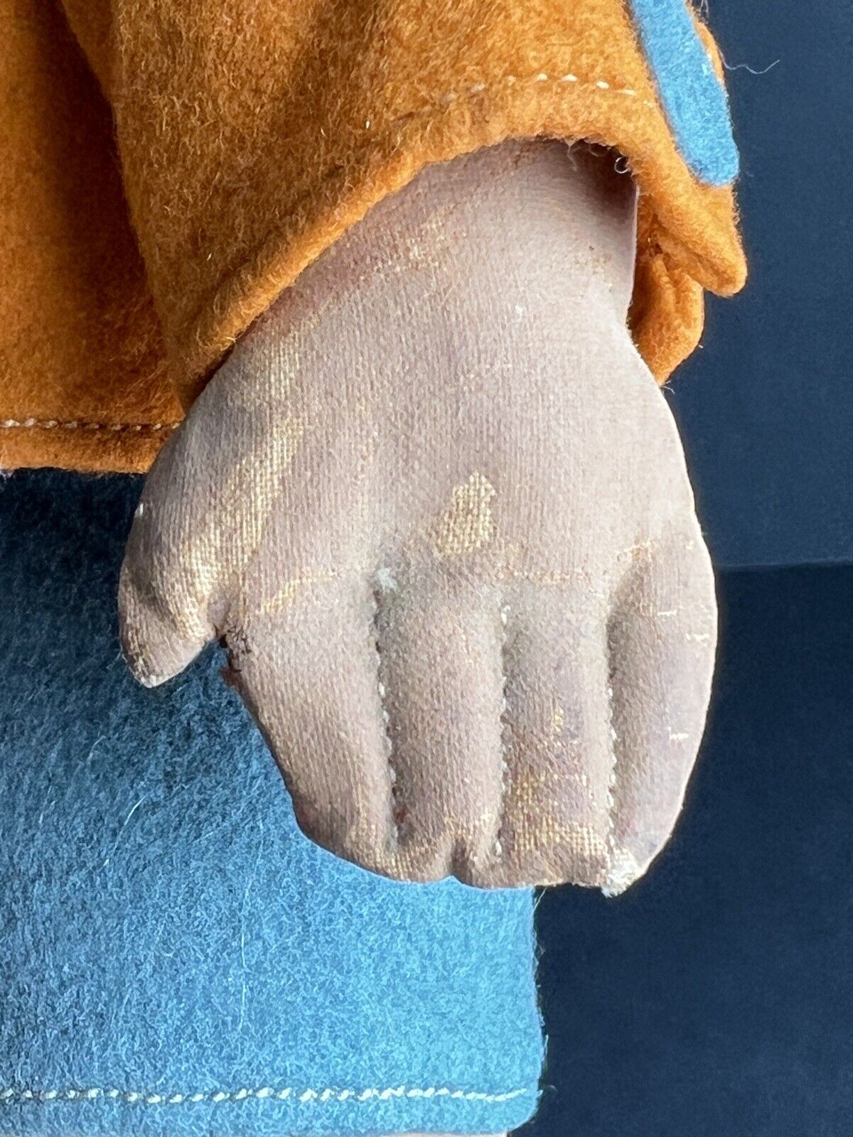 Antique English Early Cloth Chad Valley Boy Doll with Original Tag Felt Clothes