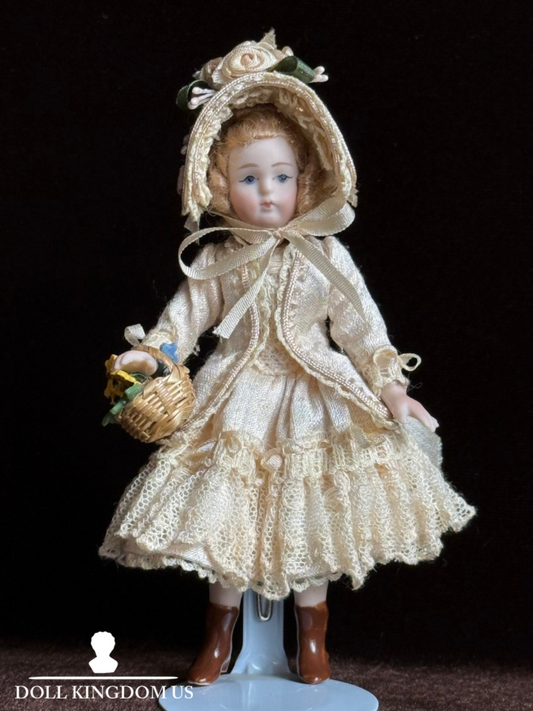 Miniature Artist 4” Porcelain Victorian Dollhouse Girl Doll