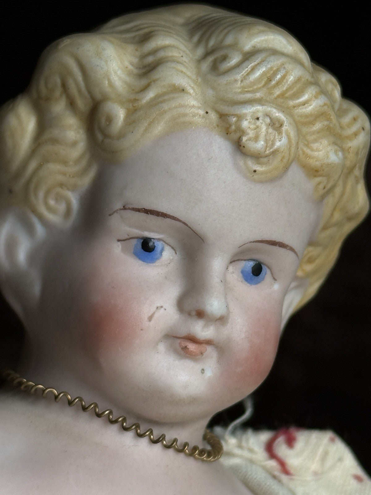 Antique German 10.5” Parian Bisque Head China Doll