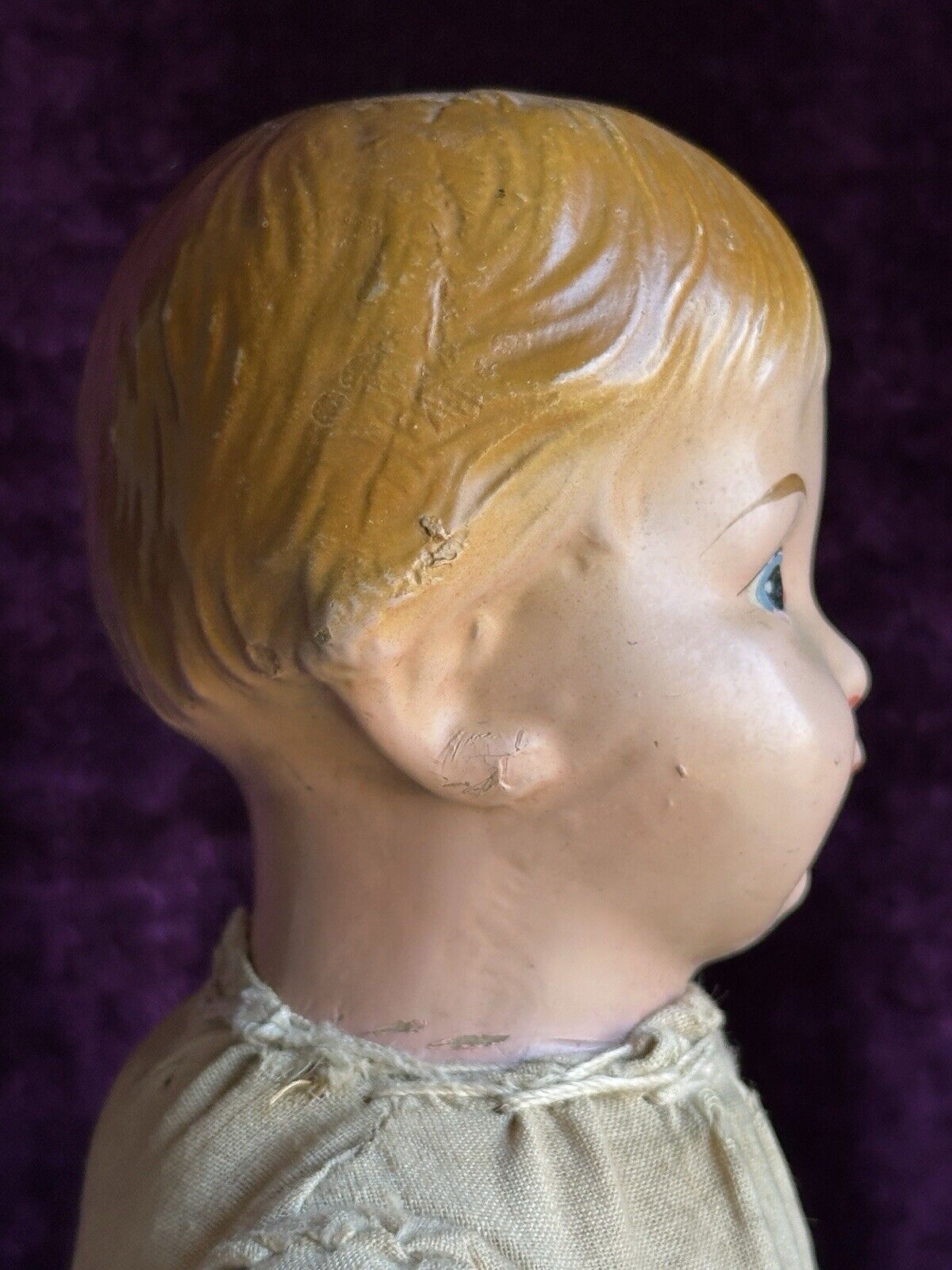 Early Antique American 15” Composition Head Cloth Body Character Doll