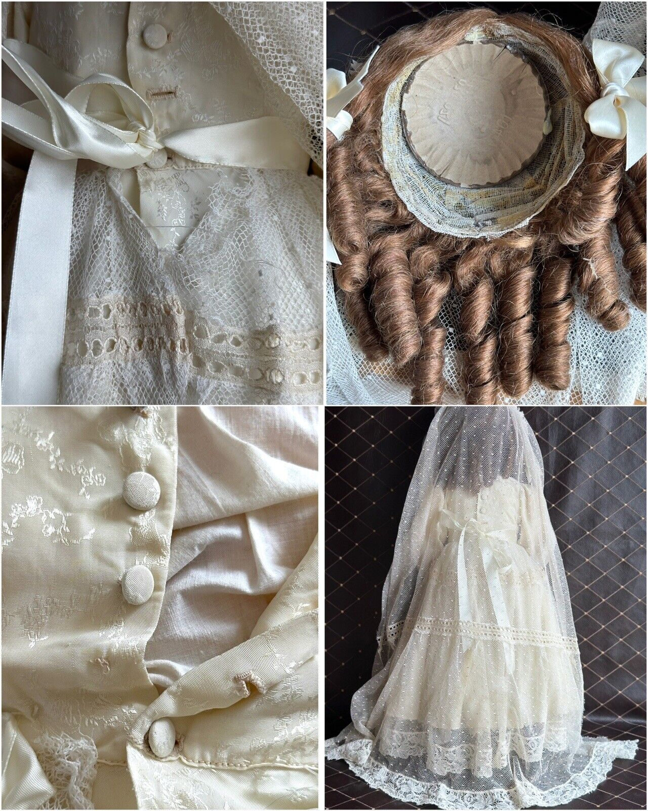Large Antique French 26” SFBJ 301 Bisque Head Bride Doll Working Crier