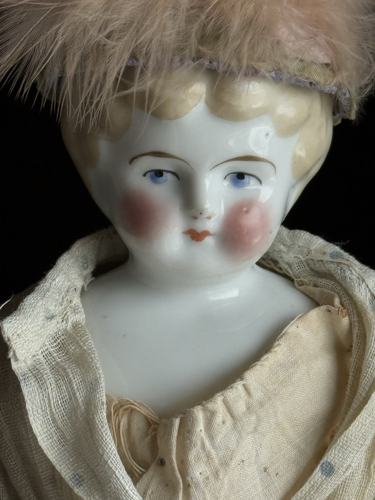 Antique German 14” Lowbrow China Shoulder Head Doll
