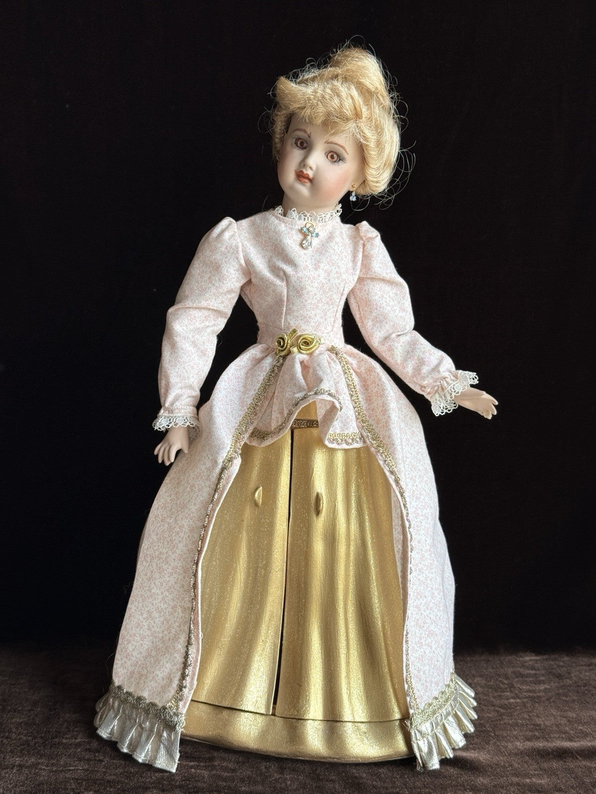 Porcelain Compo Reproduction of Antique French Doll with Surprise Skirt