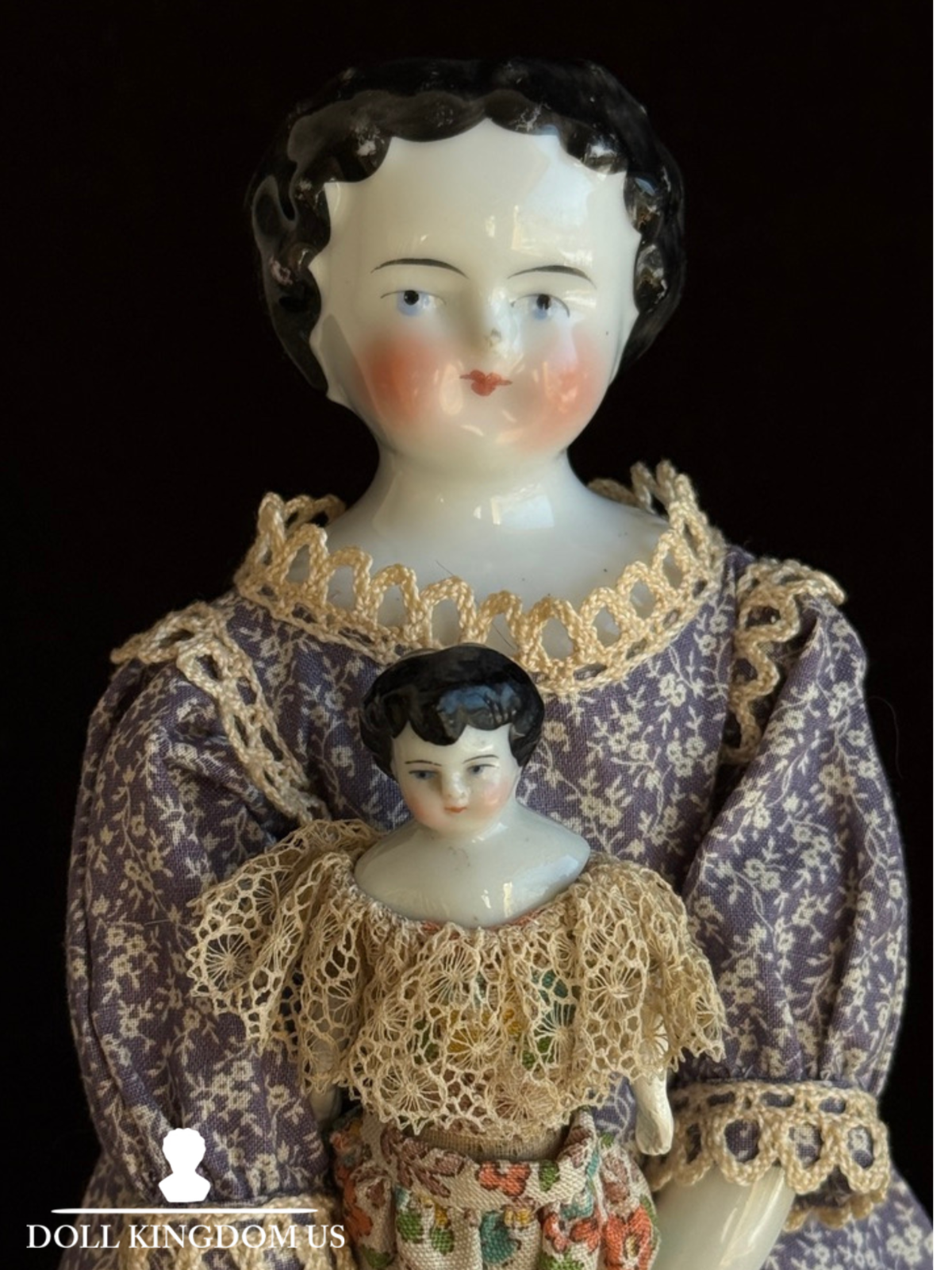 Antique German 11” Flat Top Highbrow China Shoulder Head Doll