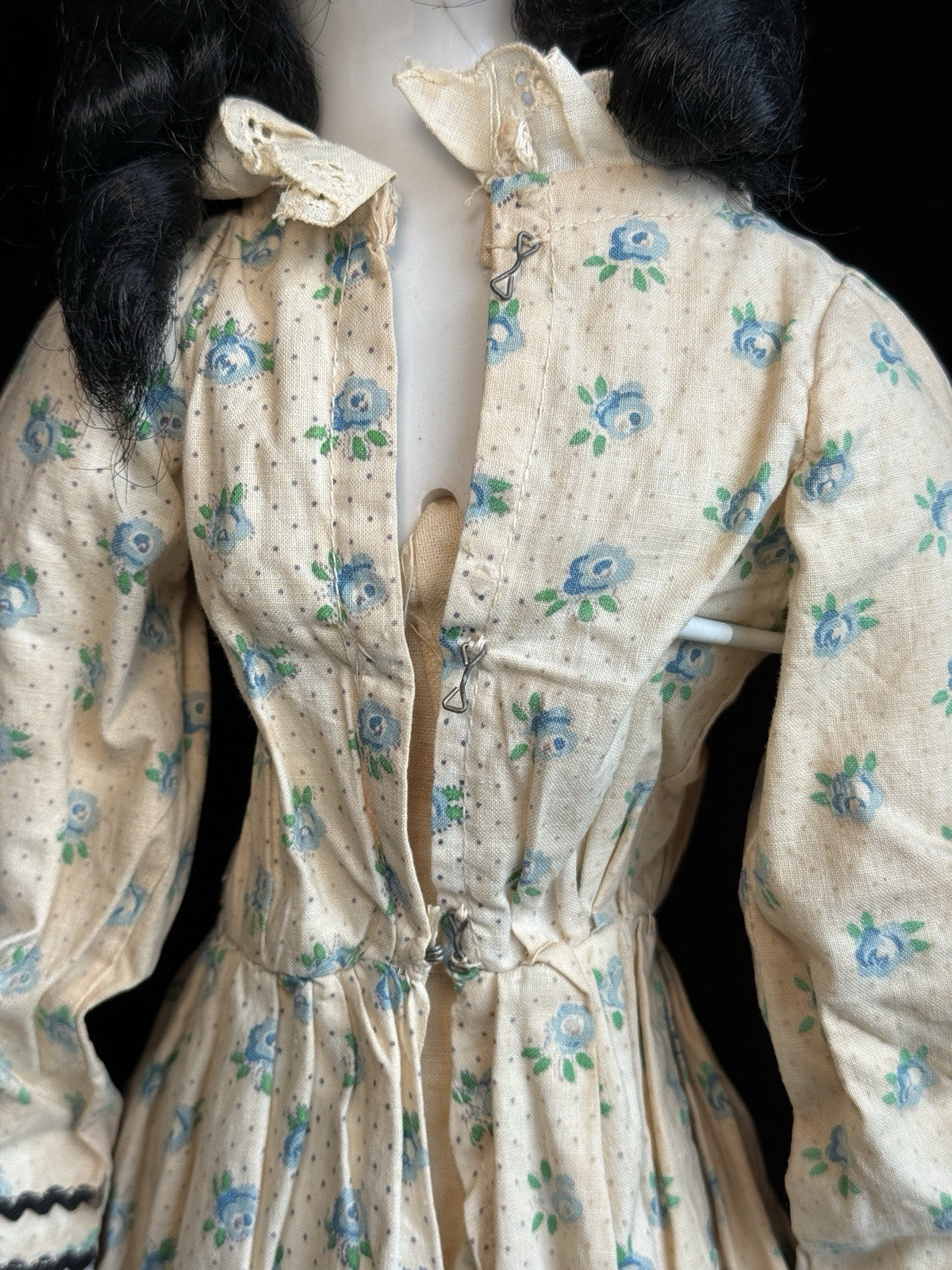 Antique German 21” Biedermeier Bald China Shoulder Head Doll