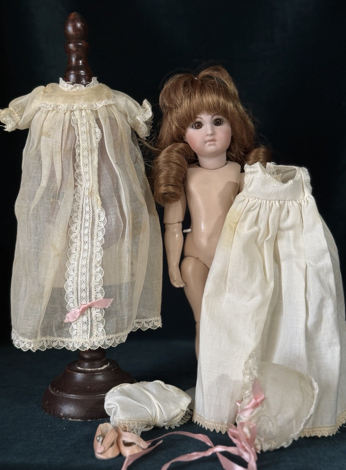 Porcelain/Composition Reproduction of Antique French Jumeau Bleuette 11” Doll