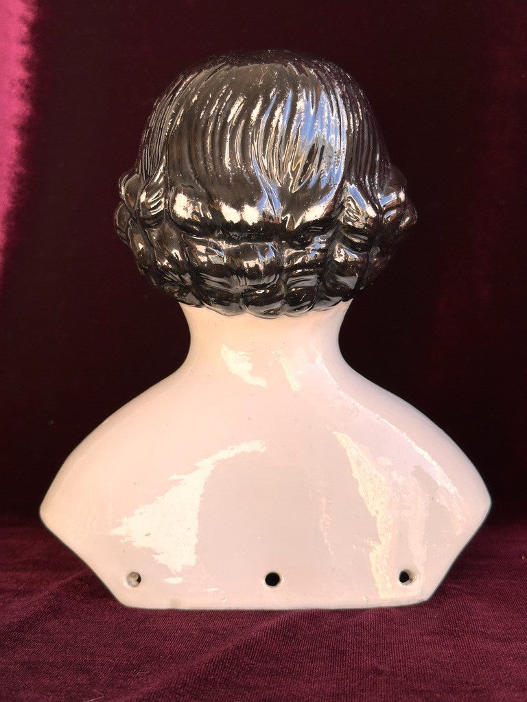 Lot of 2 Large Antique German Flat Top Highbrow China Dolls Shoulder Heads Only