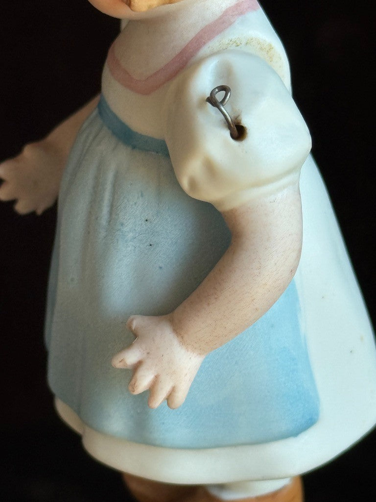 Lot of 2 Antique German and Japan Miniature All Bisque Dutch Dolls