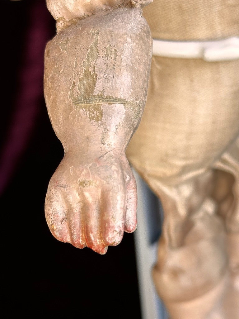 Tiny Antique American Martha Chase 12" Oil Painted Cloth Baby Doll