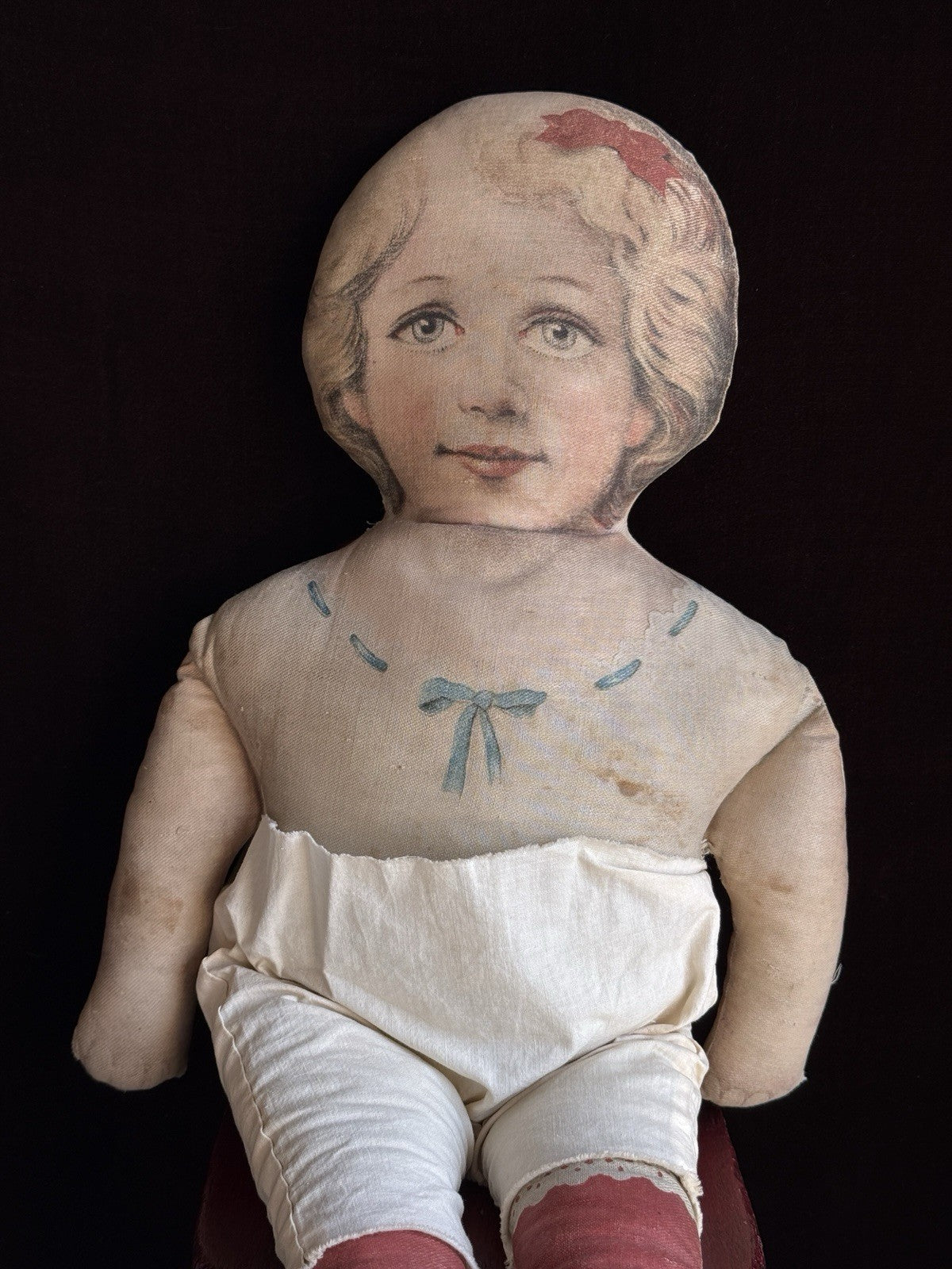 Antique Large 25” Art Fabric Mills Merrie Marie Lithograph Cloth Rag Doll