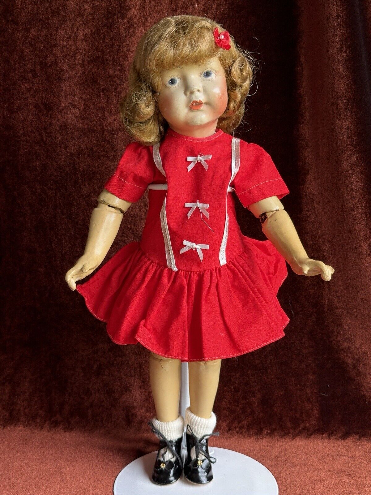 Unidentified Antique 19” American (?) German (?) Composition Jointed Girl Doll