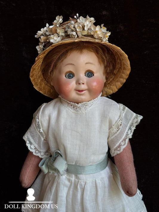 SOLD Rare Antique Hug Me Kiddie Style Felt Composition Googly Mechanical Eyes Doll
